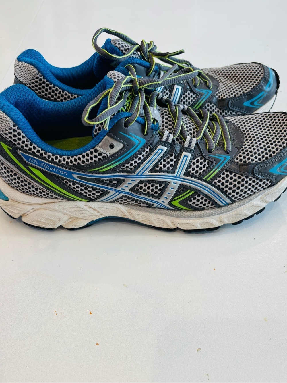 Asics Gel Equation Women's Gray, Blue & Neon Green Running Shoes size 9.5 - Picture 9 of 9